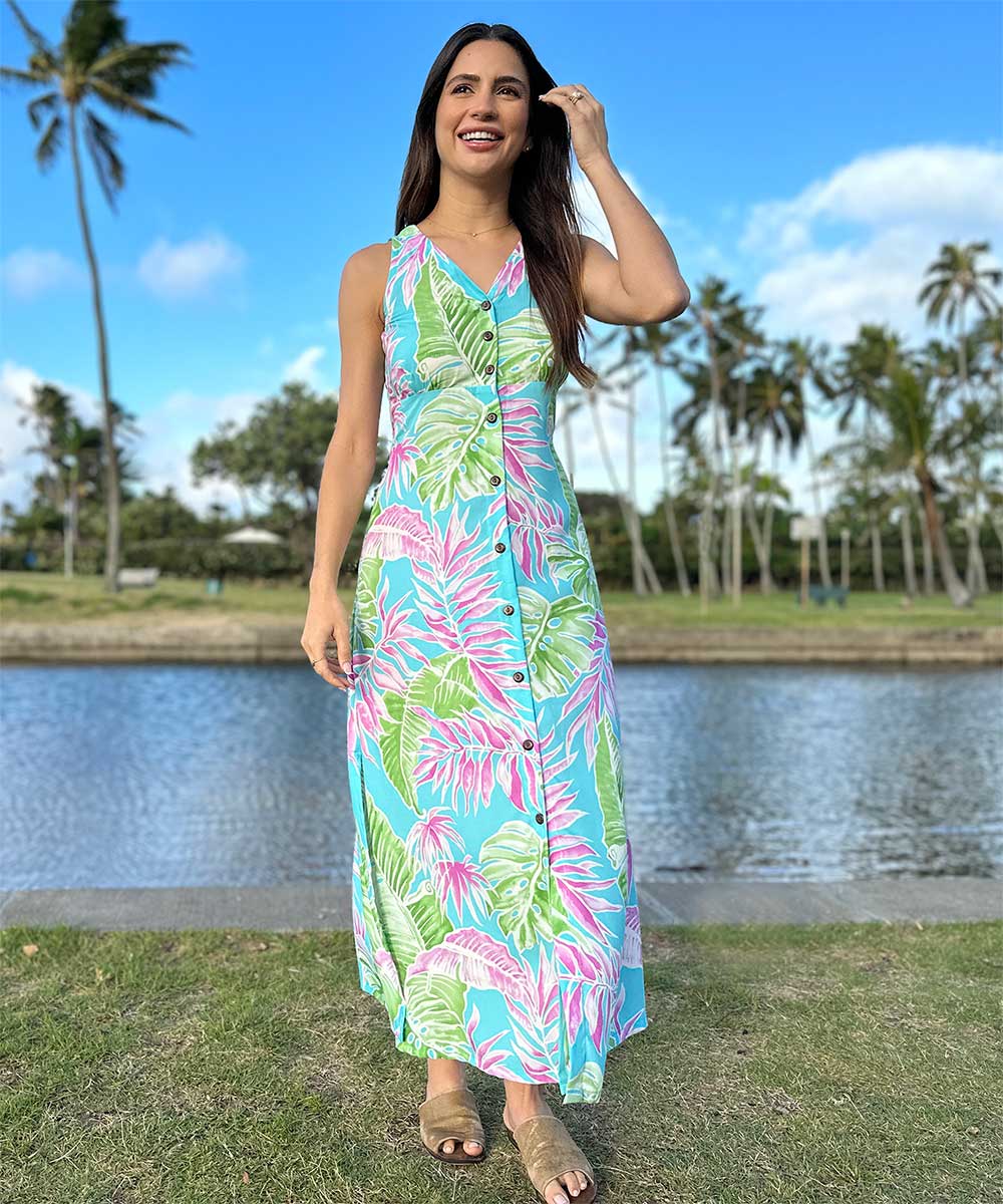 Button Front Long Dresses