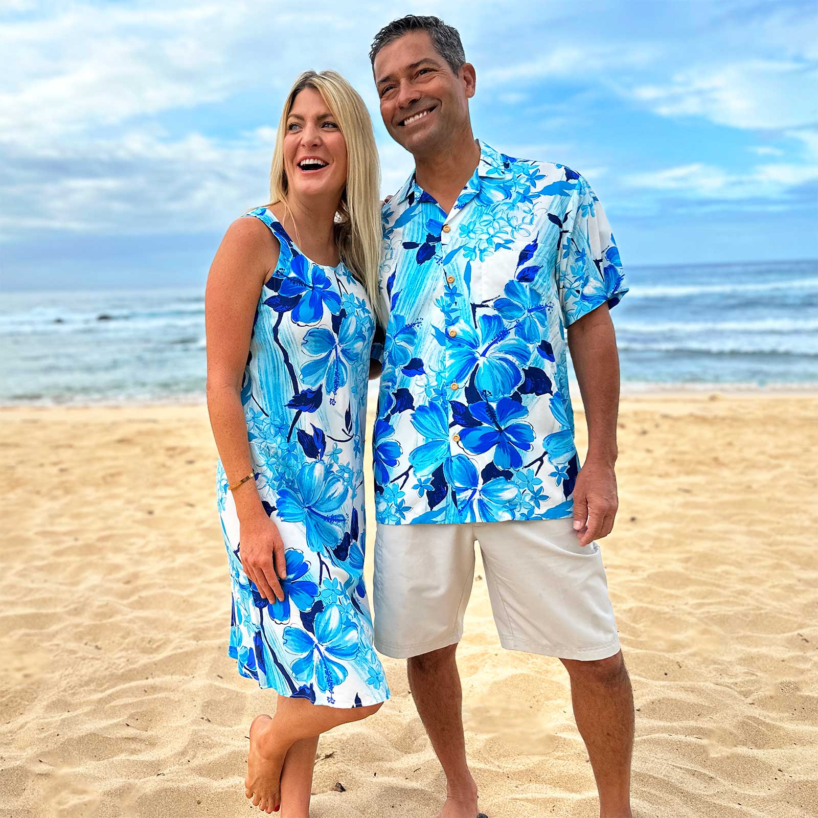 Watercolor Hibiscus Hawaiian Shirts